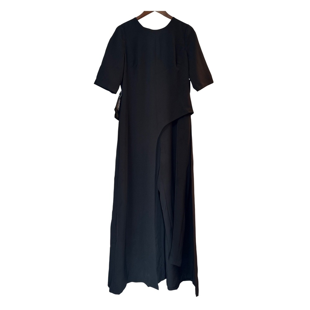Kay Unger New York Black Walk-Thru Jumpsuit Skirt Overlay Formal 12 5545011 - Picture 2 of 11